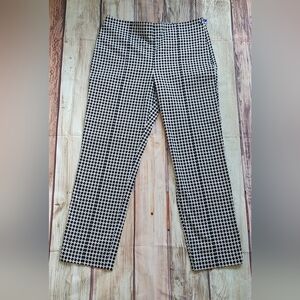 Peter Nygard  Barcelona Pants  Black White Print Tapered Leg Zip Hook New tags